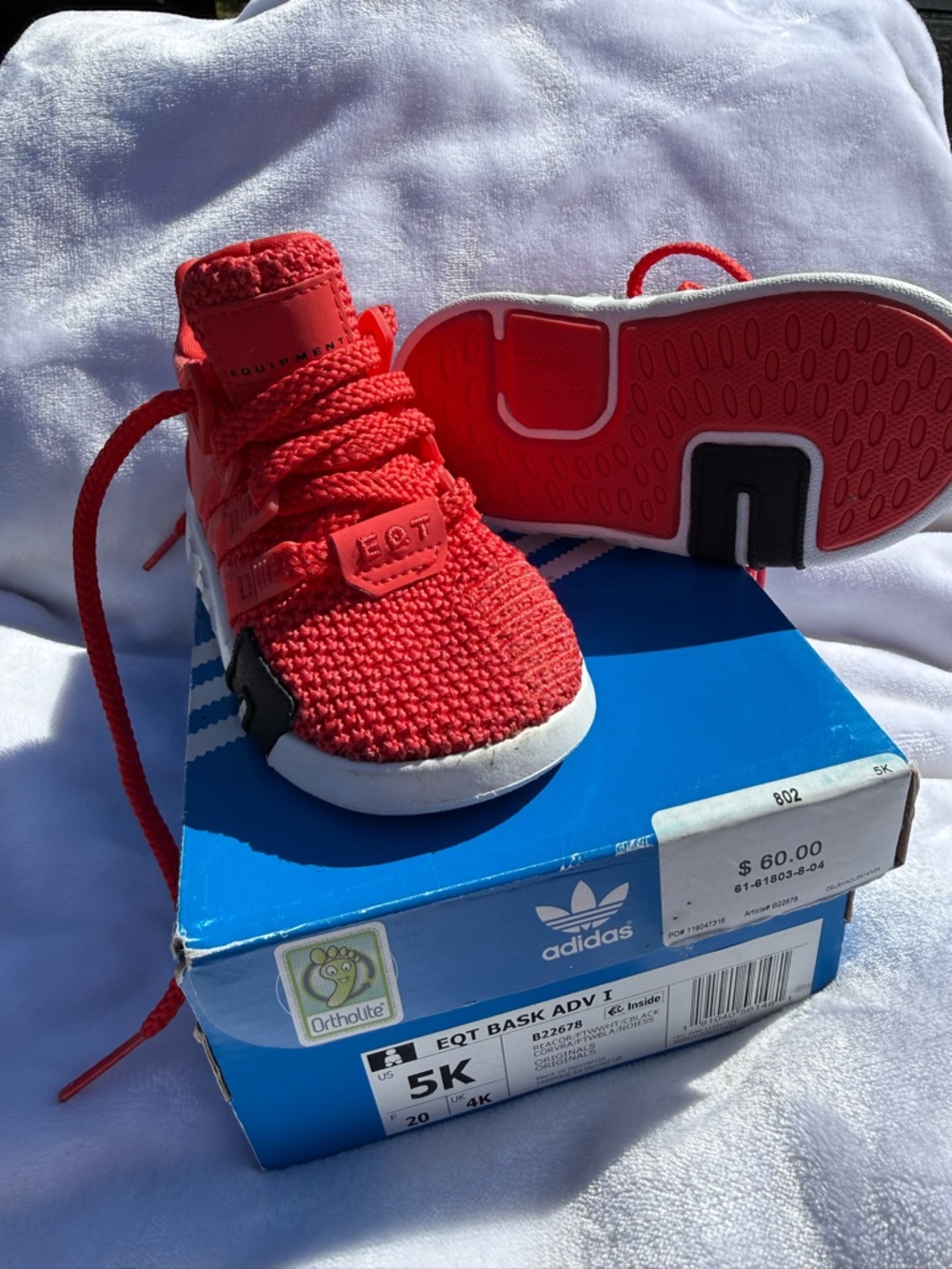 Adidas Toddler Size 5k Sneaker Shoes Red Boy Girl Unisex with box